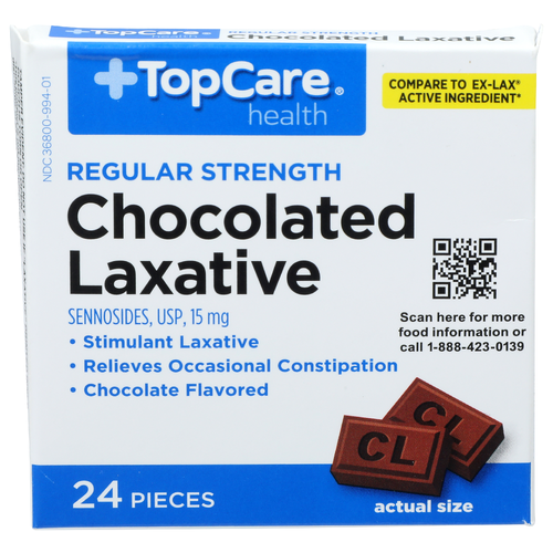 Topcare Health Chocolate Regular Strength Chocolated Laxative - 24 Count