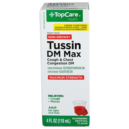 Topcare Health Raspberry Menthol Tussin Dm Max - 4 Fluid Ounce