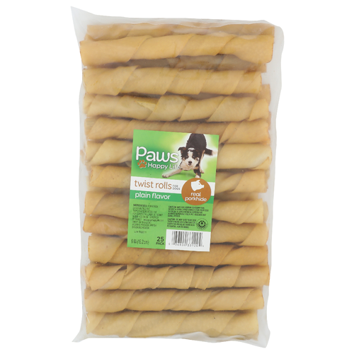 Paws Happy Life Plain Flavor Twist Rolls - 25 Count