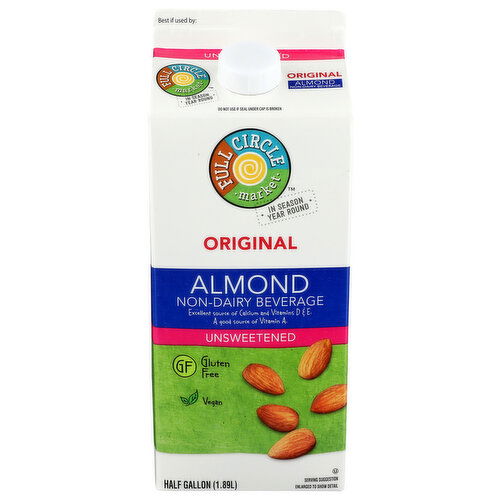 Full Circle Market Unsweetened Almond Beverage - Half Gallon Image 1 of 4