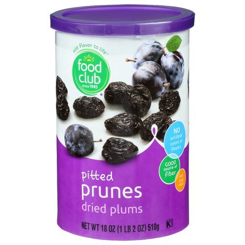 Food Club Dried Plums Pitted Prunes - 18 Ounce