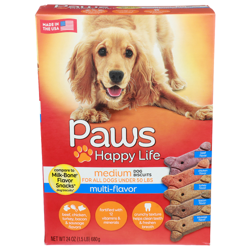 Paws Happy Life Multi-Flavor Medium Dog Biscuits - 24 Ounce