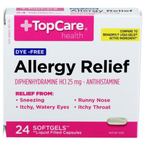 Top Care Health Dye-Free Allergy Relief Softgels - 24 Count