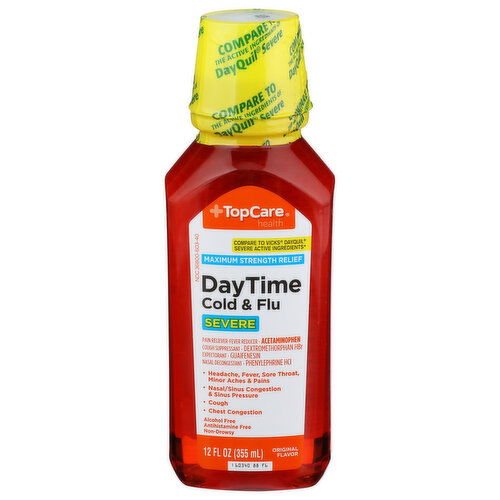 Top Care Health Original Maximum Strength Severe Day Time Cold & Flu Relief - 12 Fluid Ounce