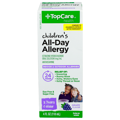 Topcare Health Grape Flavor Cetirizine Hydrochloride Oral Solution - 4 Fluid Ounce