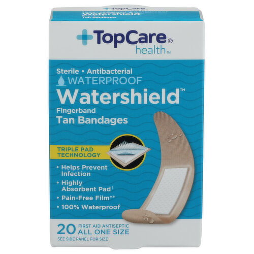 Top Care Waterproof Antibacterial Finger Bandages - 20 Count