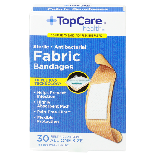 Topcare Health First Aid Antiseptic Fabric Bandages - 30 Count