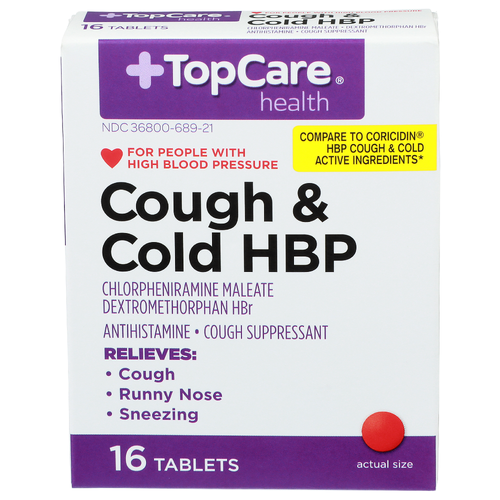 Topcare Health Cough & Cold Hbp - 16 Count