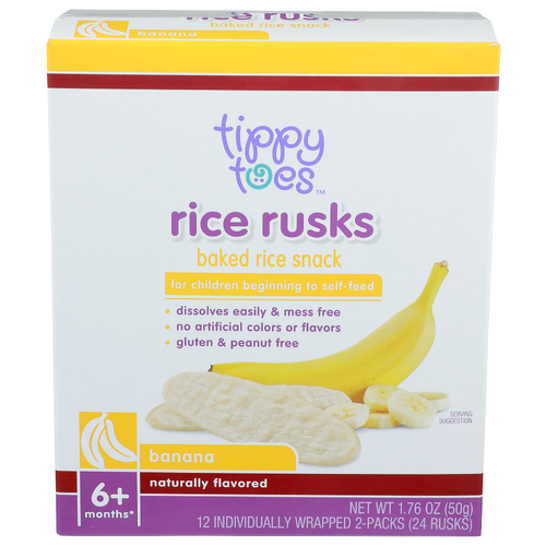 Tippy Toes Banana Rice Rusks Baked Snack - 0.147 Ounce - 12 Count