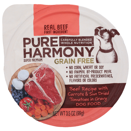 Pure Harmony Beef Recipe With Carrots & Sun Dried Tomatoes In Gravy Super Premium Grain Free Dog Food - 3.5 Ounce