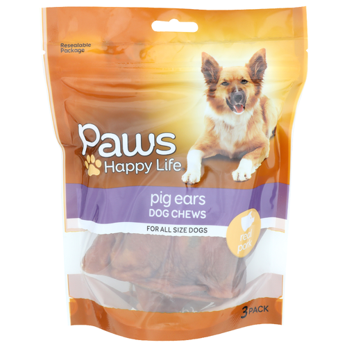 Paws Happy Life Pig Ears Dog Chews - 3 Count