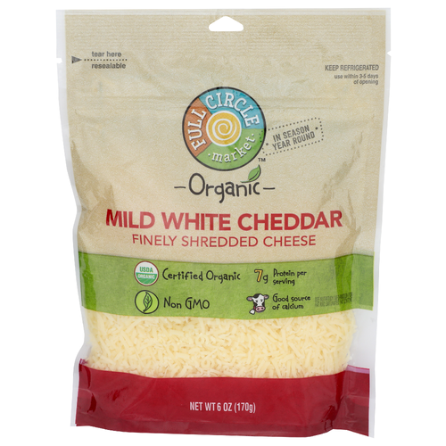 Full Circle Market Finely Shredded Cheese Mild White Cheddar - 6 Ounce