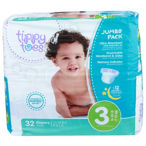Tippy Toes Diapers - 32 Count