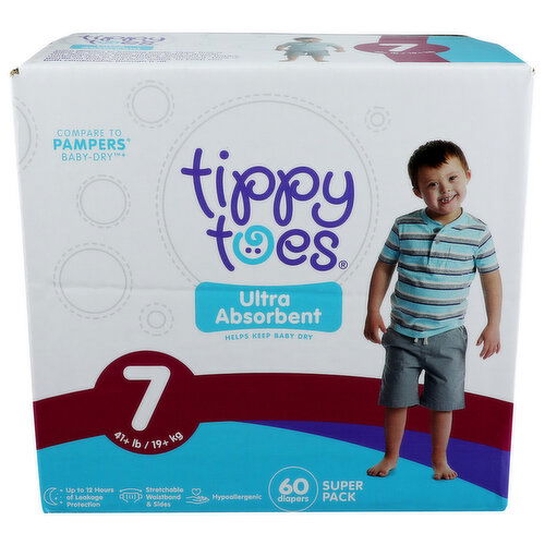 Tippy Toes Diaper Ult Sz 7 Super - 60 Count Image 1 of 2