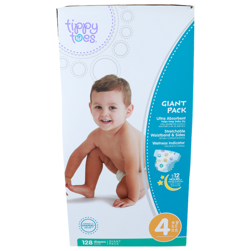 Tippy Toes Diapers - 128 Count