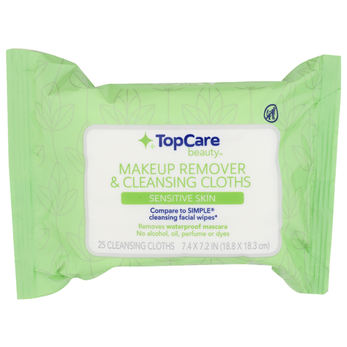 Topcare Beauty Sensitive Skin Makeup Remover & Cleansing Cloths - 25 Count