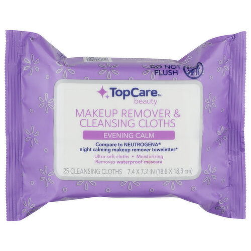 Top Care Beauty Evening Calm Makeup Remover & Cleansing Cloths - 25 Count