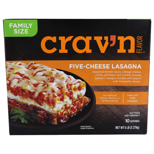 Crav'n Flavor Family Size Five-Cheese Lasagna - 5 Pound - 1 Count