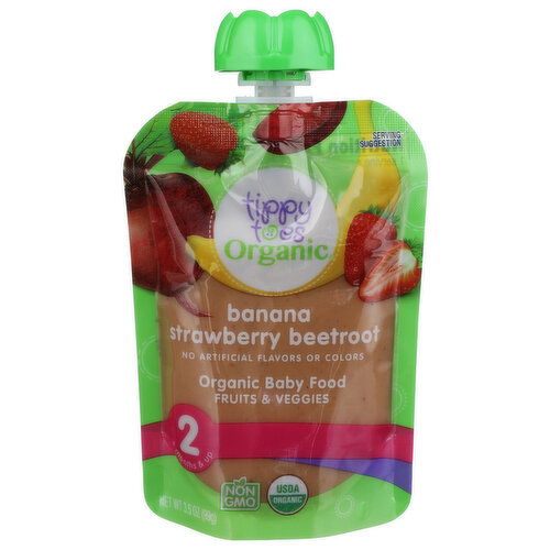 Tippy Toes Organic Banana Strawberry Beetroot Baby Food - 3.5 Ounce