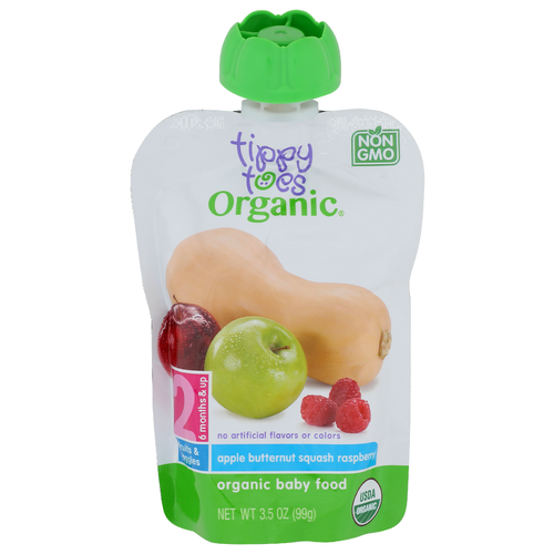 TIPPY TOES ORGANIC Apple Butternut Squash Raspberry Baby Food - 3.5 Ounce