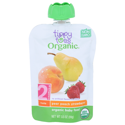 Tippy Toes Organic Pear Peach Strawberry Baby Food - 3.5 Ounce