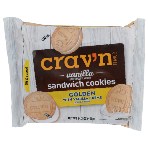 Crav'n Flavor Vanilla Golden With Crème Sandwich Cookies - 14.3 Ounce