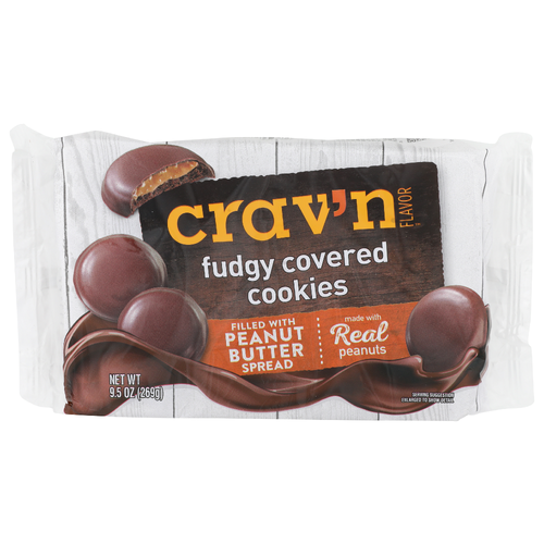 Crav'n Flavor Filled With Peanut Butter Spread Fudgy Covered Cookies - 9.5 Ounce