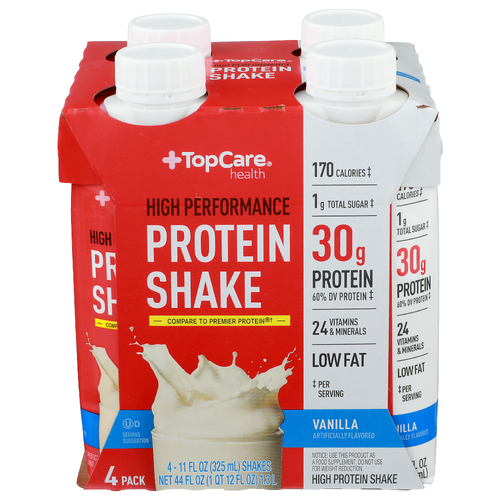 Topcare Health Vanilla High Performance Protein Shake - 11 Fluid Ounce - 4 Count