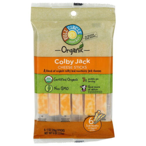 Full Circle Market Organic Colby Jack Cheese Sticks - 6 Ounce Image 1 of 4