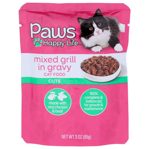 Paws Happy Life Mixed Grill In Gravy Cuts Cat Food - 3 Ounce