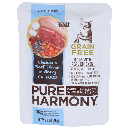 Pure Harmony Grain Free In Gravy Chicken & Beef Dinner Cat Food - 3 Ounce