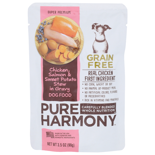 Pure Harmony Grain Free Chicken, Salmon & Sweet Potato Stew In Gravy Dog Food - 3.5 Ounce