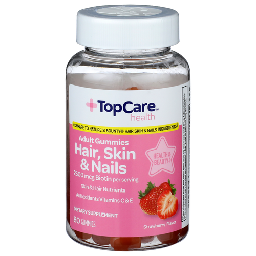 Topcare Health Strawberry Flavor Adult Gummies Hair, Skin & Nails - 80 Count