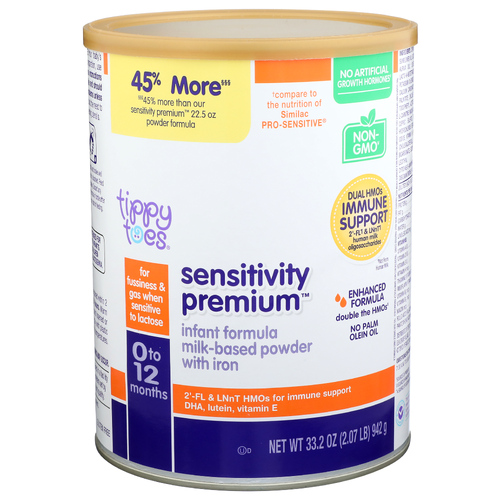 Tippy Toes Infant Formula, Sensitivity Premium, 0 to 12 Months, Milk-Based Powder with Iron - 33.2 Ounce