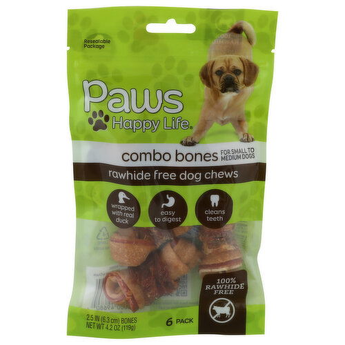 Paws Happy Life Duck Wrapped Combo Bones - 0.7 Ounce - 6 Count Image 1 of 4
