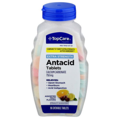 Top Care Assorted Fruit Extra Strength Antacid Tablets - 96 Count