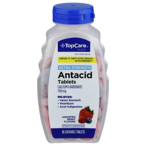 Top Care Health Assorted Berry Extra Strength Antacid Tablets - 96 Count