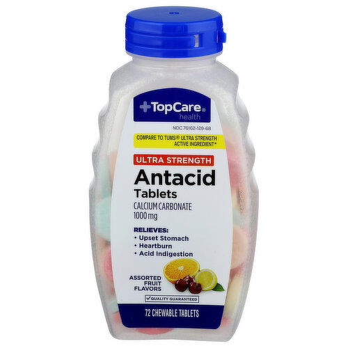 Top Care Health Assorted Fruit Ultra Strength Antacid Tablets - 72 Count