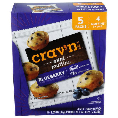 Crav'n Flavor Mini Blueberry Muffins - 1.65 Ounce - 5 Count