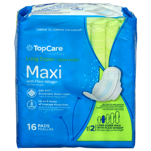 Topcare Everyday Long Super Maxi With Flexi-Wings - 16 Count