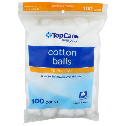 Top Care Everyday Triple Size Cotton Balls - 100 Count