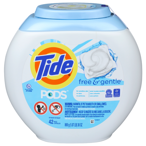 Tide Pods Detergent Free & Gentle - 0.714 Ounce - 42 Count