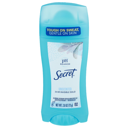 Secret Unscented Invisible Solid Antiperspirant Deodorant - 2.6 Ounce