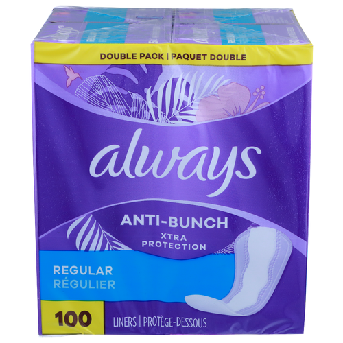 Always Double Pack Regular Liners - 100 Count