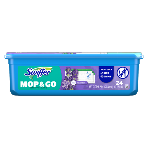 Swiffer Mop & Go, Wet Pads Refill, Floor Cleaner, Lavender - 24 Count