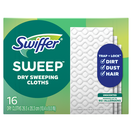 Swiffer Sweep + Mop, Dry Pads Refill, Floor Cleaner, Unscented - 16 Count
