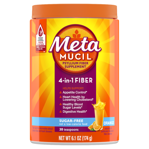 Metamucil Psyllium Husk Powder Sugar-Free Orange Flavor  4-in-1 Daily Fiber Supplement - 6.1 Ounce