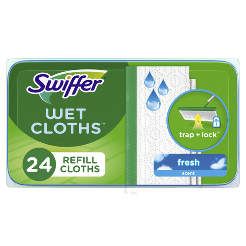 Swiffer Sweep + Mop, Wet Pads Refill, Floor Cleaner, Cleaning Cloths, Fresh - 24 Count