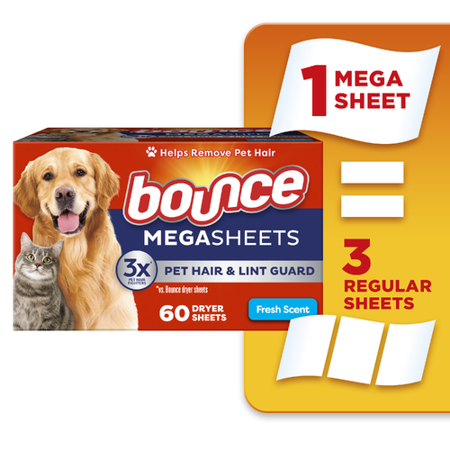 Bounce Pet Hair & Lint Guard Fresh Mega Dryer Sheets - 60 Count Image 1 of 3