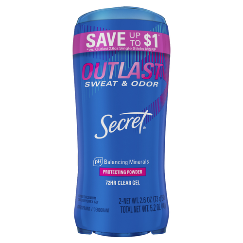Secret Outlast Clear Gel Antiperspirant Deodorant For Women, Protecting Powder Twin Of - 5.2 Ounce
